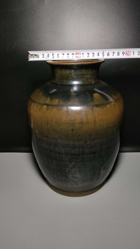 古玩陶瓷磁州窯窯變黑釉高領罐拍賣,當前價格2999元