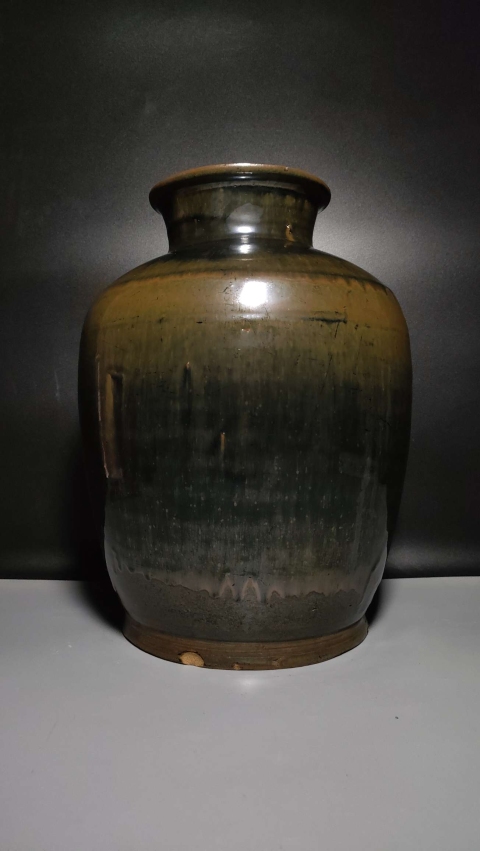 古玩陶瓷磁州窯窯變黑釉高領罐拍賣,當前價格2999元