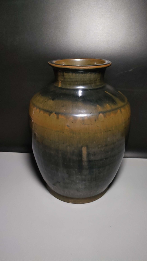 古玩陶瓷磁州窯窯變黑釉高領罐拍賣,當前價格2999元