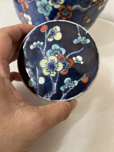 古玩陶瓷晚清大號青花留白加彩冰梅罐拍賣,當前價格7888元
