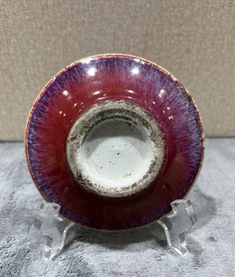 古玩陶瓷清乾隆鈞紅窯變釉淺盤拍賣,當前價格3800元