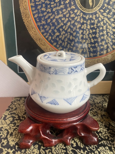 古玩陶瓷青花玲瓏瓷執壺拍賣，當前價格1500元