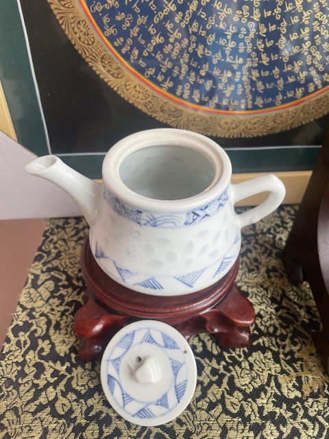 古玩陶瓷青花玲瓏瓷執壺拍賣，當前價格1500元
