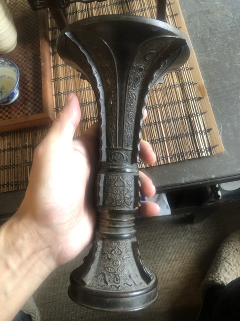 古玩銅器清代·銅出戟花觚拍賣,當(dāng)前價(jià)格6000元