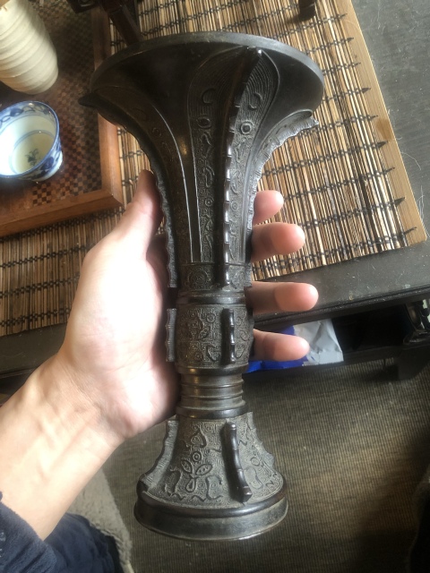 古玩銅器清代·銅出戟花觚拍賣,當(dāng)前價(jià)格6000元