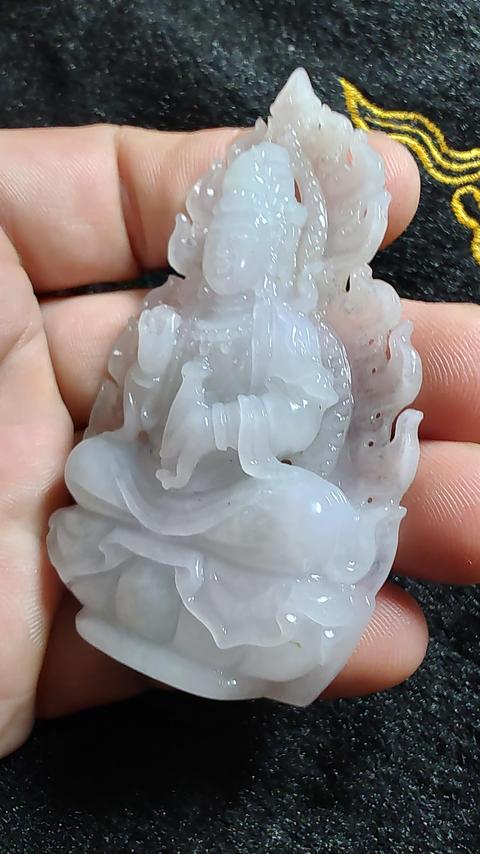 古玩玉器天然翡翠A貨觀音拍賣，當前價格12888元