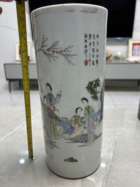 古玩陶瓷仕女紋粉彩帽筒拍賣,當前價格1500元