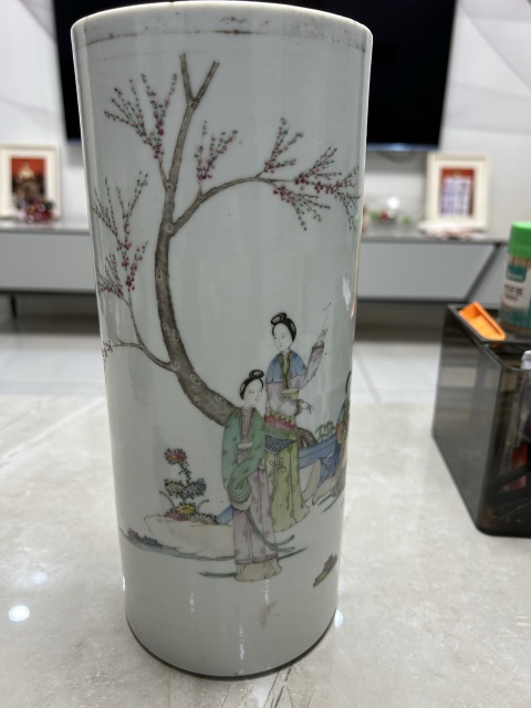 古玩陶瓷仕女紋粉彩帽筒拍賣,當前價格1500元