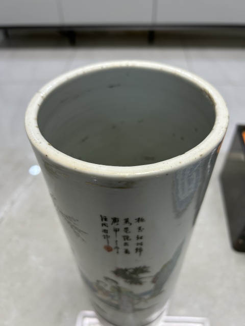 古玩陶瓷仕女紋粉彩帽筒拍賣,當前價格1500元