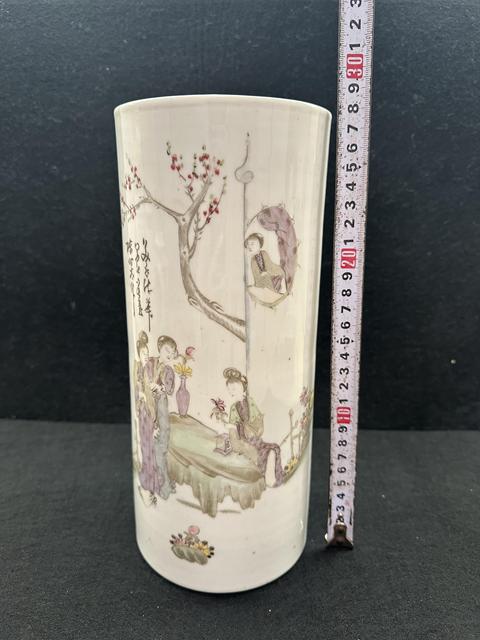 古玩陶瓷仕女紋粉彩帽筒拍賣,當前價格2400元