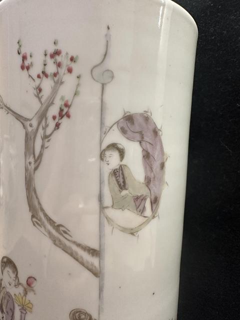 古玩陶瓷仕女紋粉彩帽筒拍賣,當前價格2400元