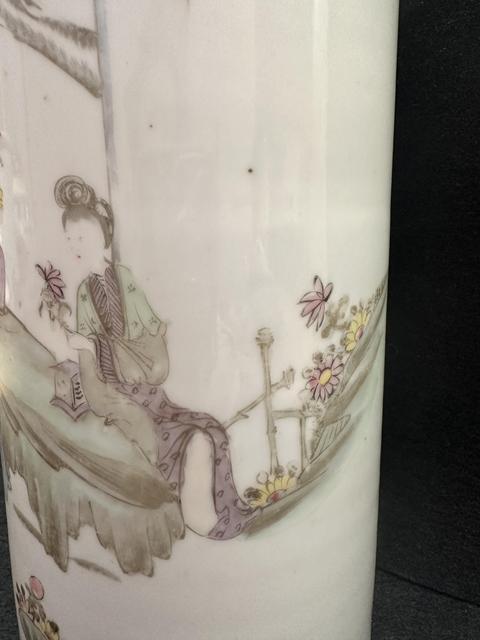 古玩陶瓷仕女紋粉彩帽筒拍賣,當前價格2400元