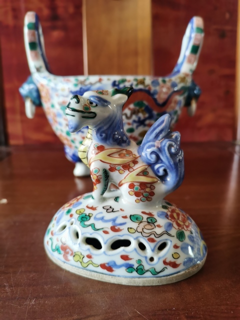 古玩陶瓷【精美香爐】晚清民國青花五彩香薰爐拍賣，當前價格12600元
