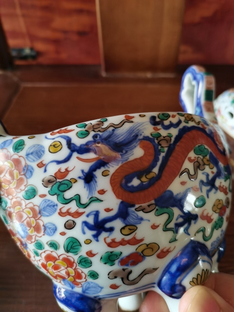古玩陶瓷【精美香爐】晚清民國青花五彩香薰爐拍賣，當前價格12600元