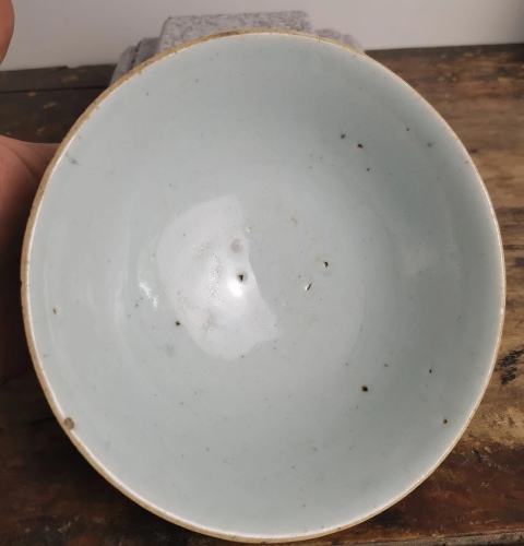 古玩陶瓷清中期豆青釉大碗拍賣，當(dāng)前價格188元