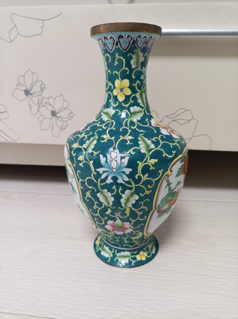 古玩陶瓷銅胎琺瑯花鳥瓶拍賣,當前價格1380元