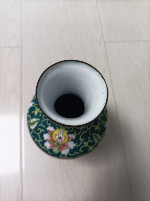 古玩陶瓷銅胎琺瑯花鳥瓶拍賣,當前價格1380元