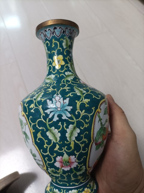 古玩陶瓷銅胎琺瑯花鳥瓶拍賣,當前價格1380元
