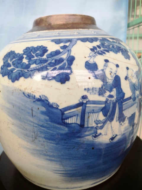 古玩陶瓷青花嬰戲圖蓋罐拍賣，當(dāng)前價格3500元
