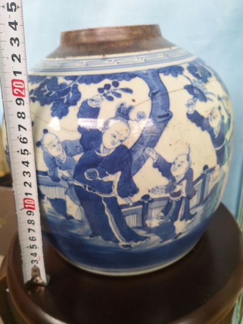 古玩陶瓷青花嬰戲圖蓋罐拍賣，當(dāng)前價格3500元