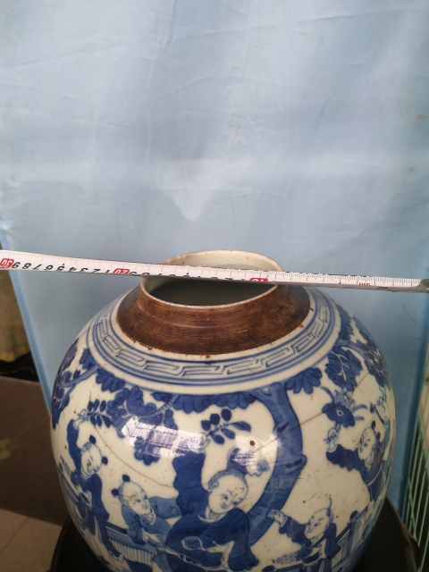古玩陶瓷青花嬰戲圖蓋罐拍賣，當(dāng)前價格3500元