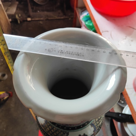 古玩陶瓷（300件大瓶）57厘米粉彩博古圖獅耳花口瓶拍賣，當前價格8800元