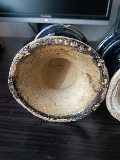 古玩陶瓷清代磁州窯系黑釉燈臺拍賣,當前價格198元