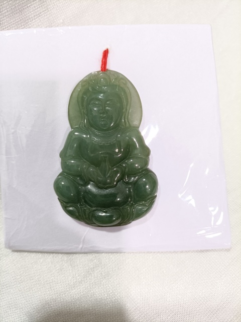 古玩玉器天然翡翠雕“觀音”掛件拍賣，當前價格380元