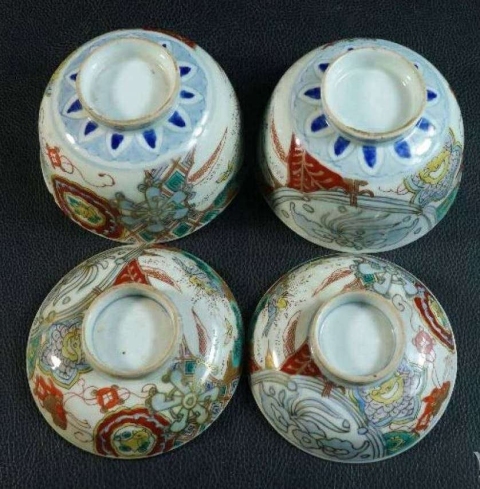 古玩陶瓷活動特惠！！日本大正時期(清末民初)青花加彩蓋碗一對拍賣，當前價格960元