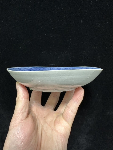古玩陶瓷清乾隆青花山水樓閣臥盤(pán)拍賣(mài),當(dāng)前價(jià)格300元
