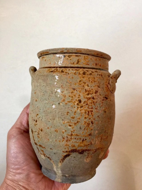 古玩陶瓷宣州窯黃釉雙系罐拍賣,當前價格888元