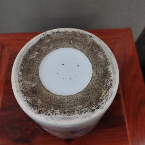 古玩陶瓷民國時期粉彩教子圖人物紋壺改裝筆筒拍賣,當(dāng)前價格860元