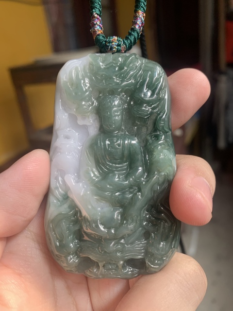 古玩玉器御龍大日如來翡翠牌子拍賣，當前價格2000元