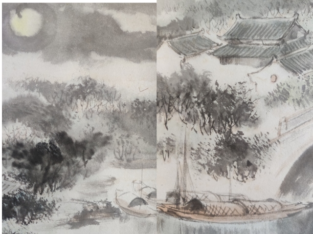 古玩字畫海派名家 中美協會員 著名連環畫家 徐有武 又名徐幼吾 楓橋夜泊 淺降山水手工原裱立軸拍賣,當前價格4888元