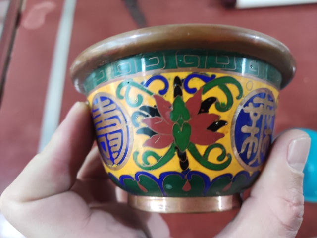 古玩雜項景泰藍掐絲琺瑯銅碗拍賣，當前價格268元