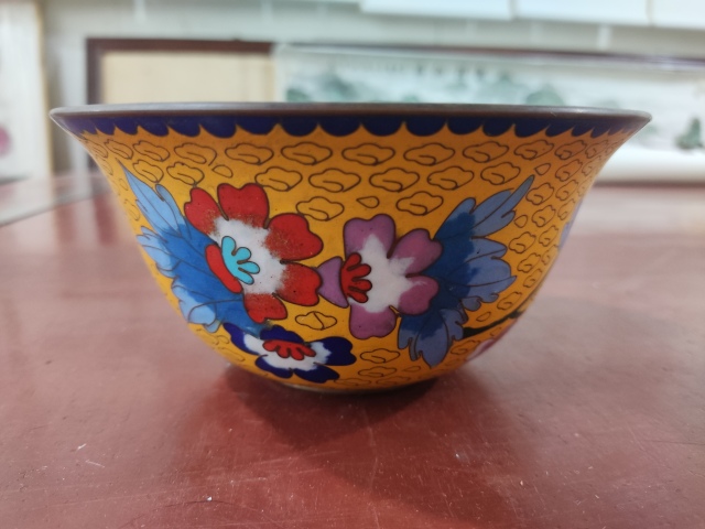 古玩雜項(xiàng)景泰藍(lán)掐絲琺瑯銅碗拍賣(mài)，當(dāng)前價(jià)格488元