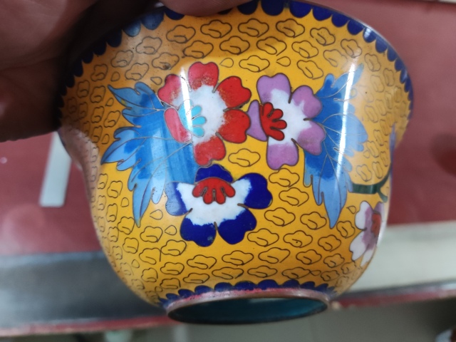 古玩雜項(xiàng)景泰藍(lán)掐絲琺瑯銅碗拍賣(mài)，當(dāng)前價(jià)格488元