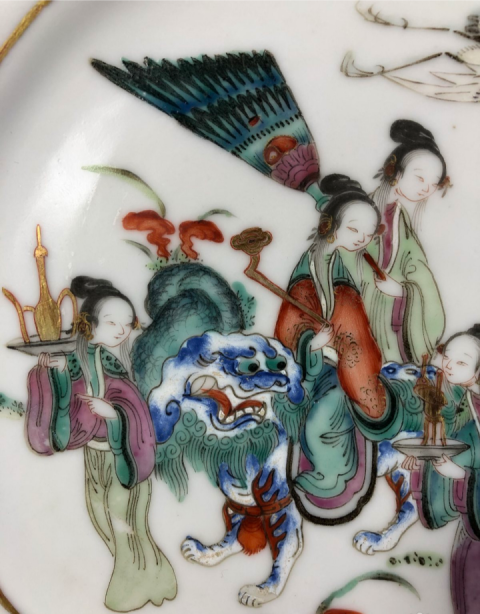 古玩陶瓷【清晚·帝國余暉時代巔峰】粉彩人物盤拍賣,當前價格5888元