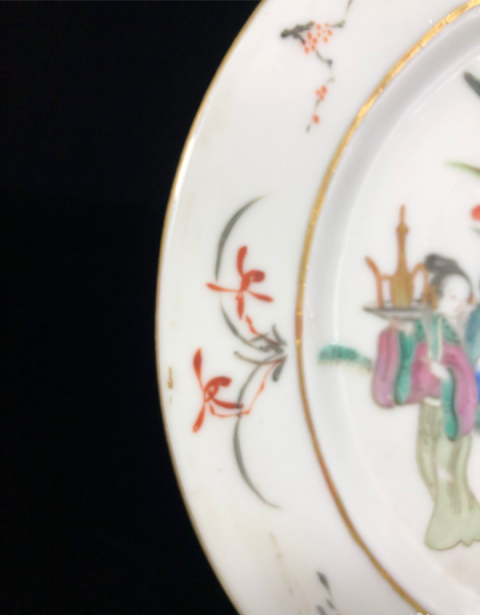 古玩陶瓷【清晚·帝國余暉時代巔峰】粉彩人物盤拍賣,當前價格5888元