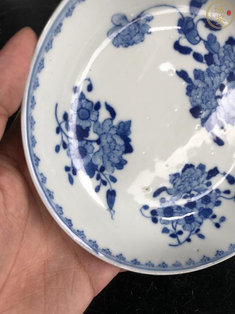 古玩陶瓷大清光緒年製本朝官窯款青花花卉紋盤拍賣，當前價格2600元