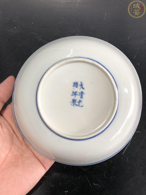 古玩陶瓷大清光緒年製本朝官窯款青花花卉紋盤拍賣，當前價格2600元