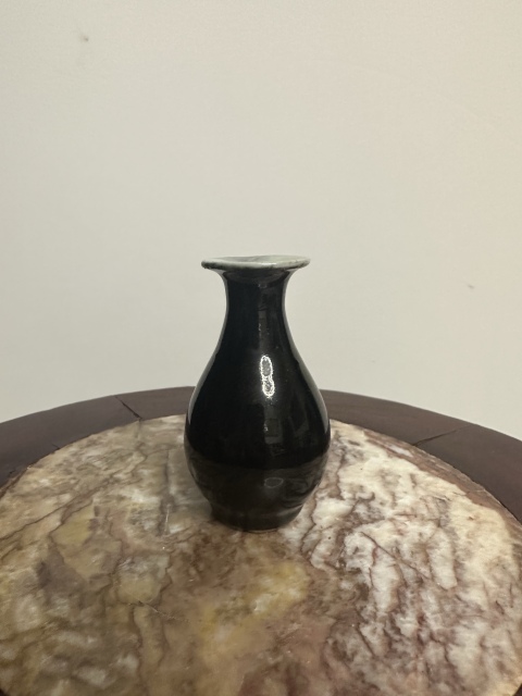 古玩陶瓷清中晚期烏金釉玉壺春瓶拍賣，當前價格800元