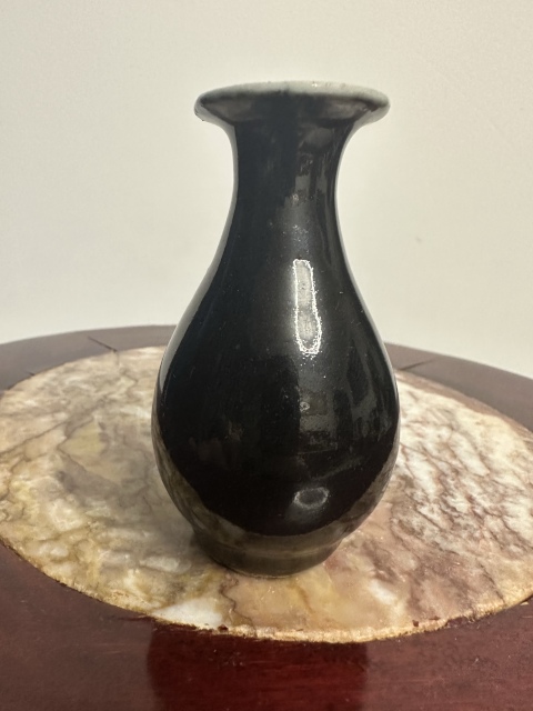 古玩陶瓷清中晚期烏金釉玉壺春瓶拍賣，當前價格800元