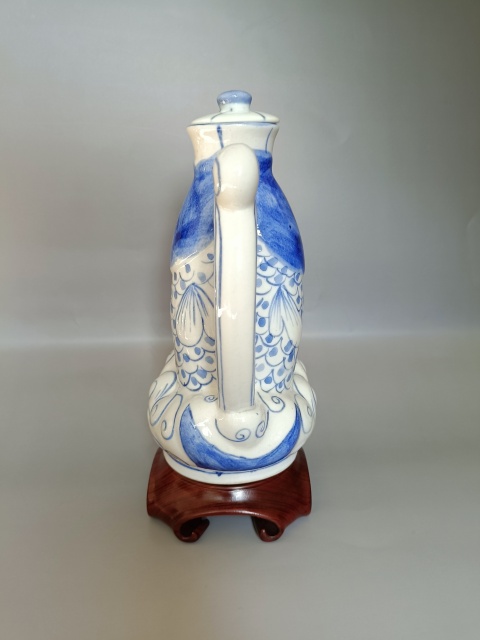 古玩陶瓷青花魚型酒壺拍賣，當前價格260元