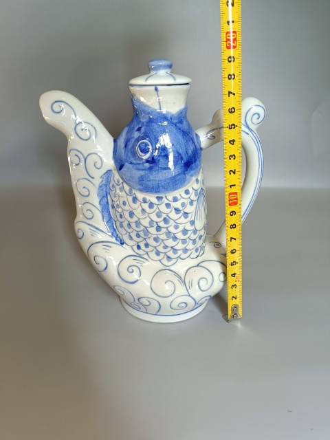 古玩陶瓷青花魚型酒壺拍賣，當前價格260元