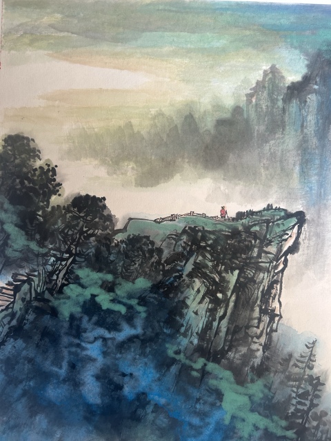 古玩字畫韋傳湮老師精品《觀瀑圖》拍賣，當前價格458元