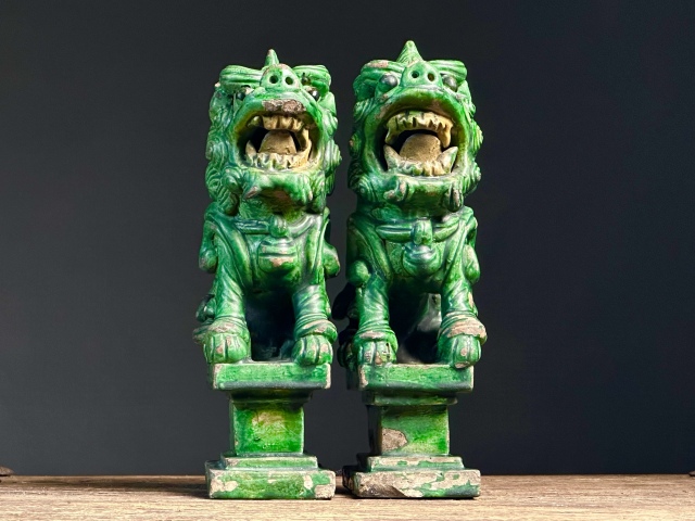 古玩陶瓷磁州窯綠釉獅子擺件拍賣,當前價格4600元