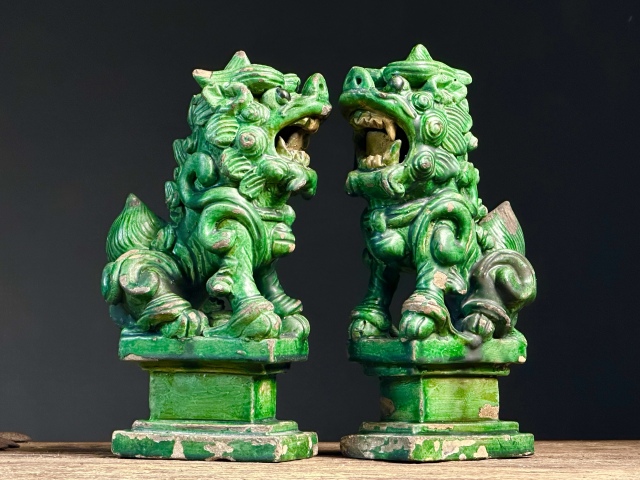 古玩陶瓷磁州窯綠釉獅子擺件拍賣,當前價格4600元