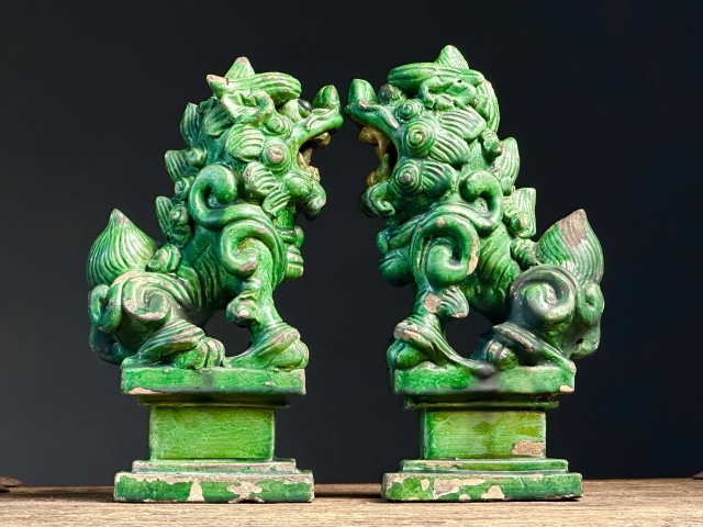 古玩陶瓷磁州窯綠釉獅子擺件拍賣,當前價格4600元