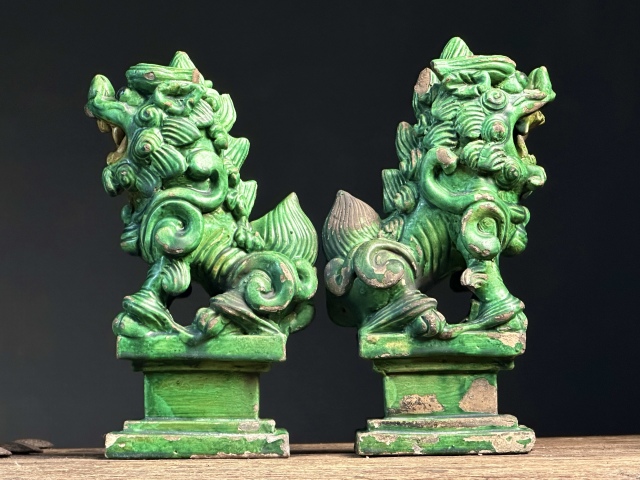 古玩陶瓷磁州窯綠釉獅子擺件拍賣,當前價格4600元